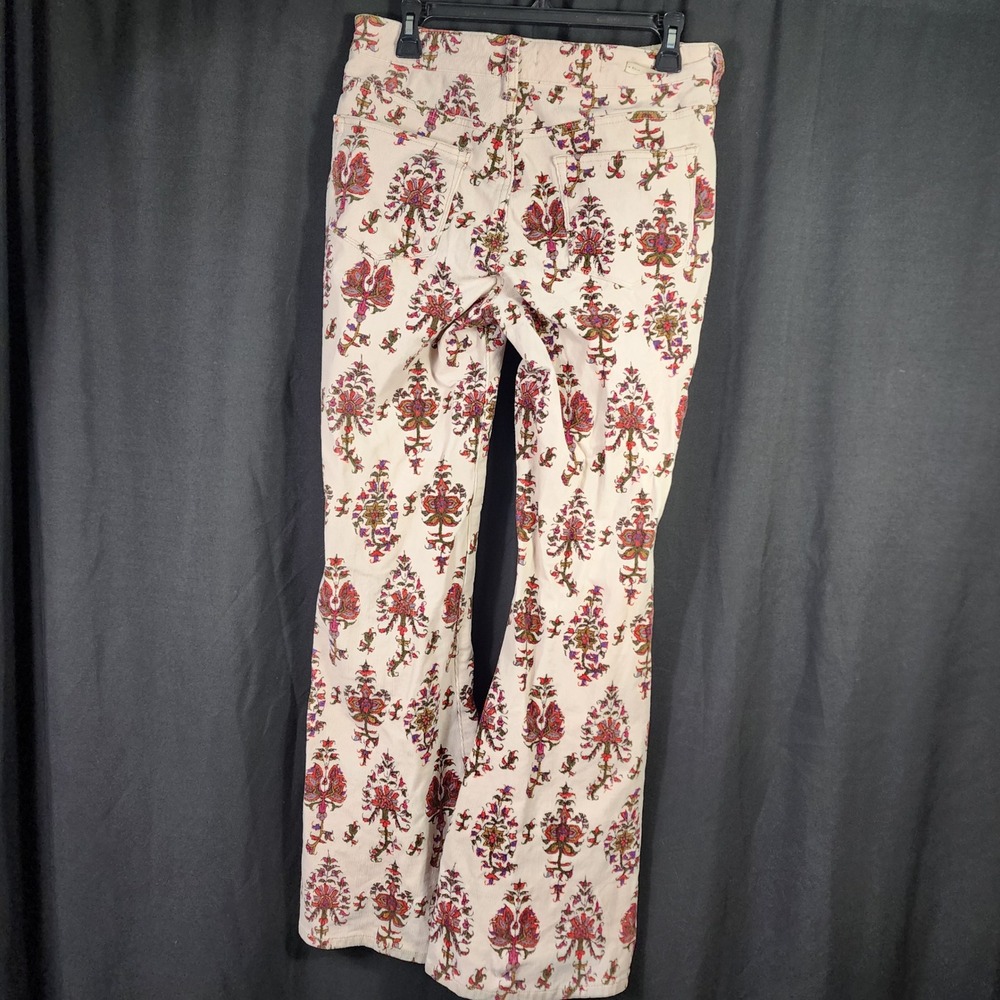 Pilcro and the Letterpress High Rise Bootcut Corduroy Floral Pants Cream Size 29 - Picture 4 of 10